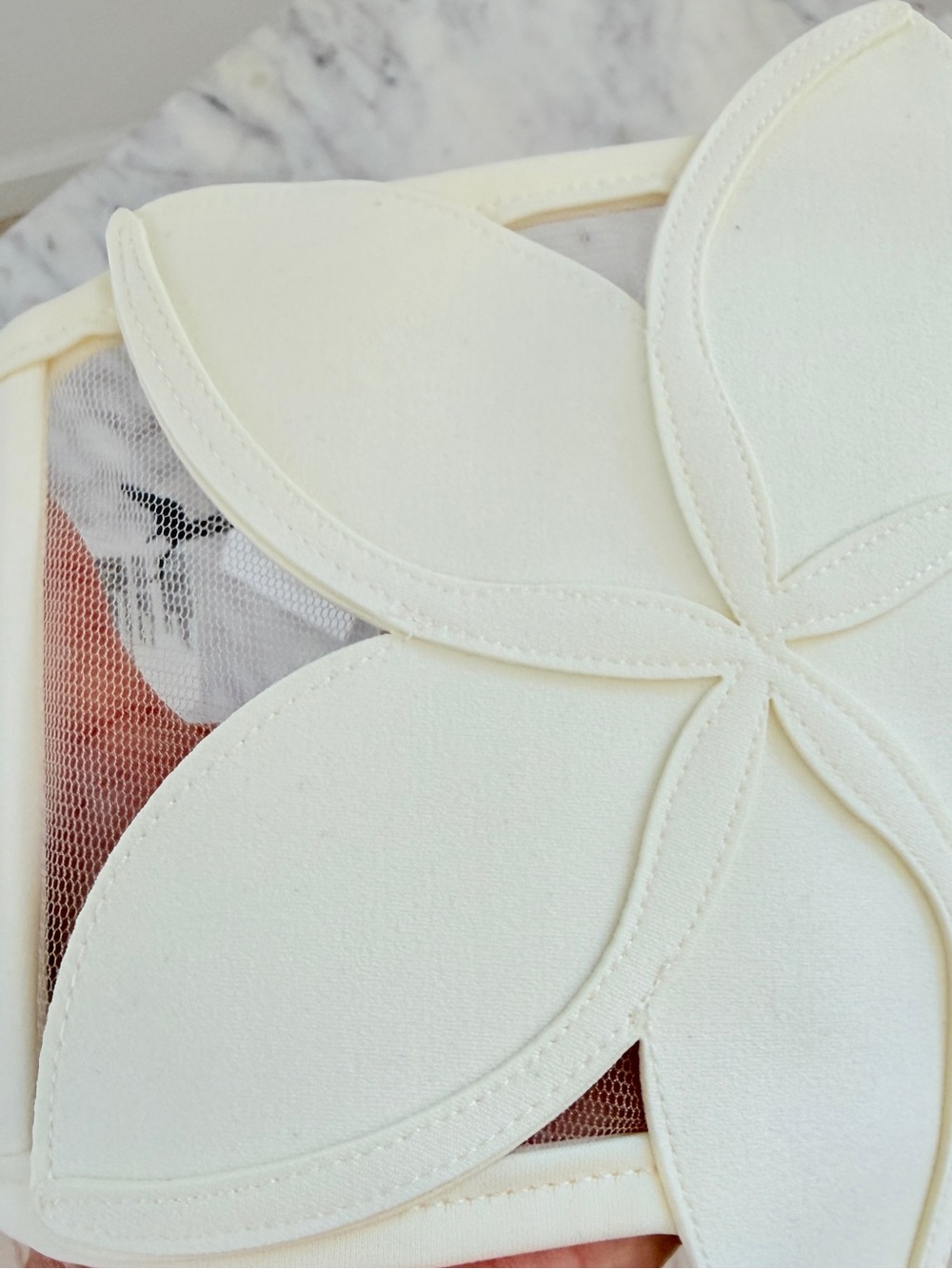 🌺 BAHIA MARIA x Anthropologie Plumeria Bikini Top Ivory White Mesh Illusion S - Picture 7 of 14